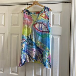 Mirror image sheer large tank top swimsuit cover up or over a tank top